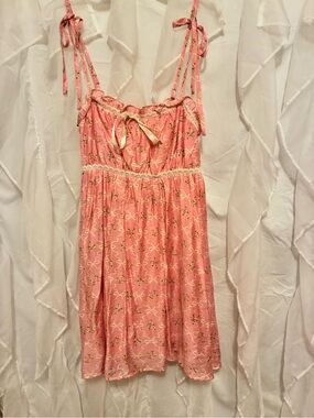 Pink Floral Tie-Shoulder Sundress